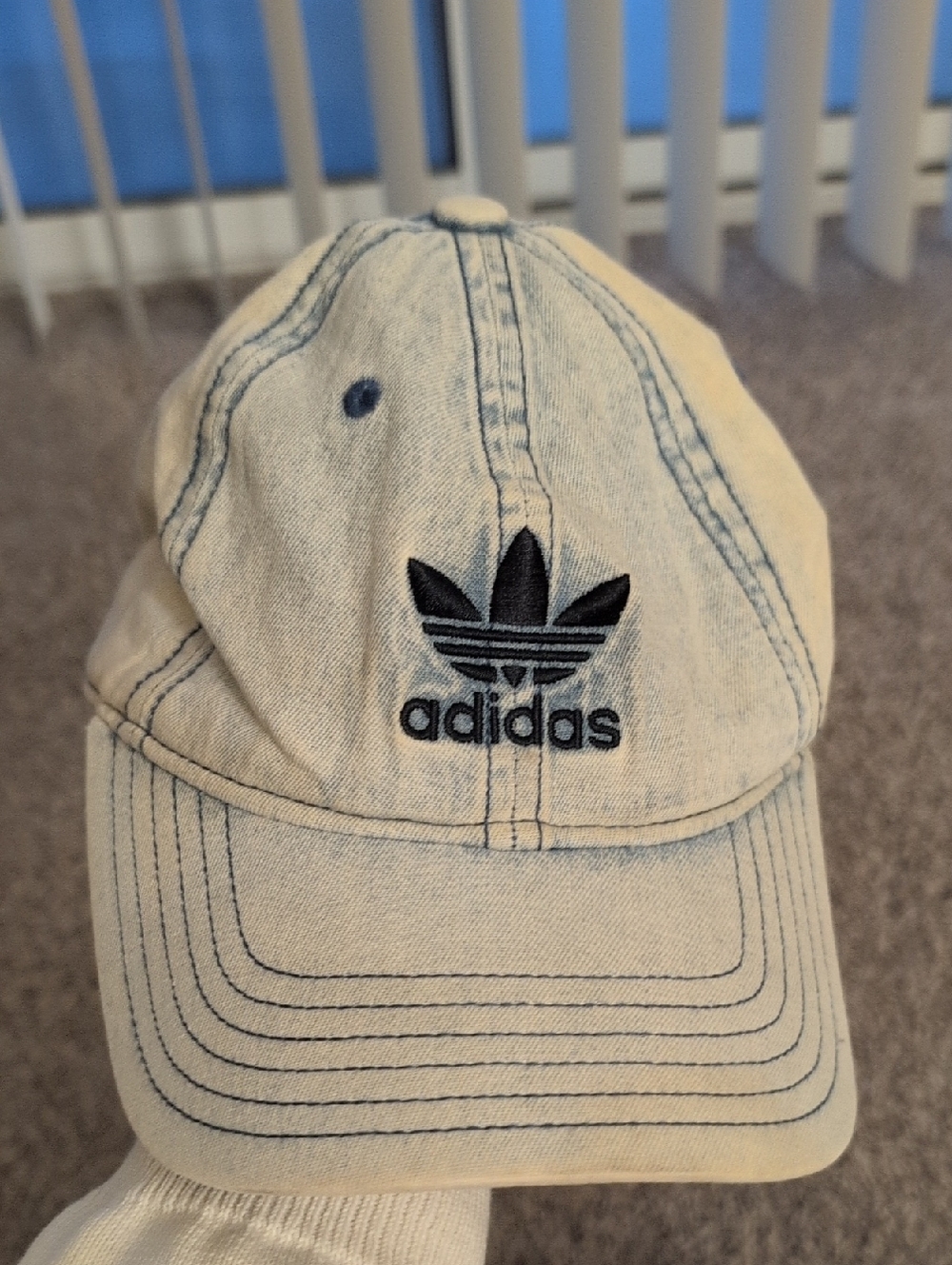 Adidas Trefoil Light Wash Denim Baseball Cap - Blue/White